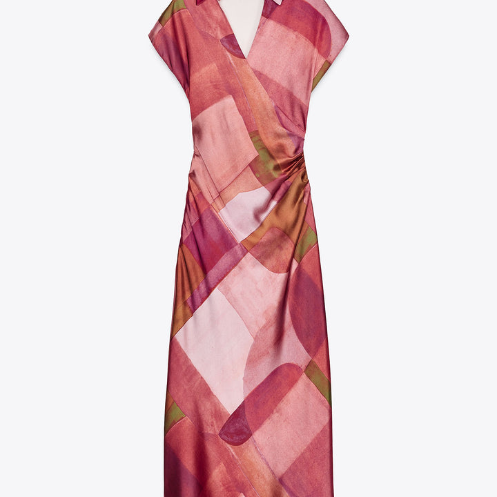Moudda ZARA - Robe Midi Satin - Imprimé Géométrique Rose - Tunisie 1