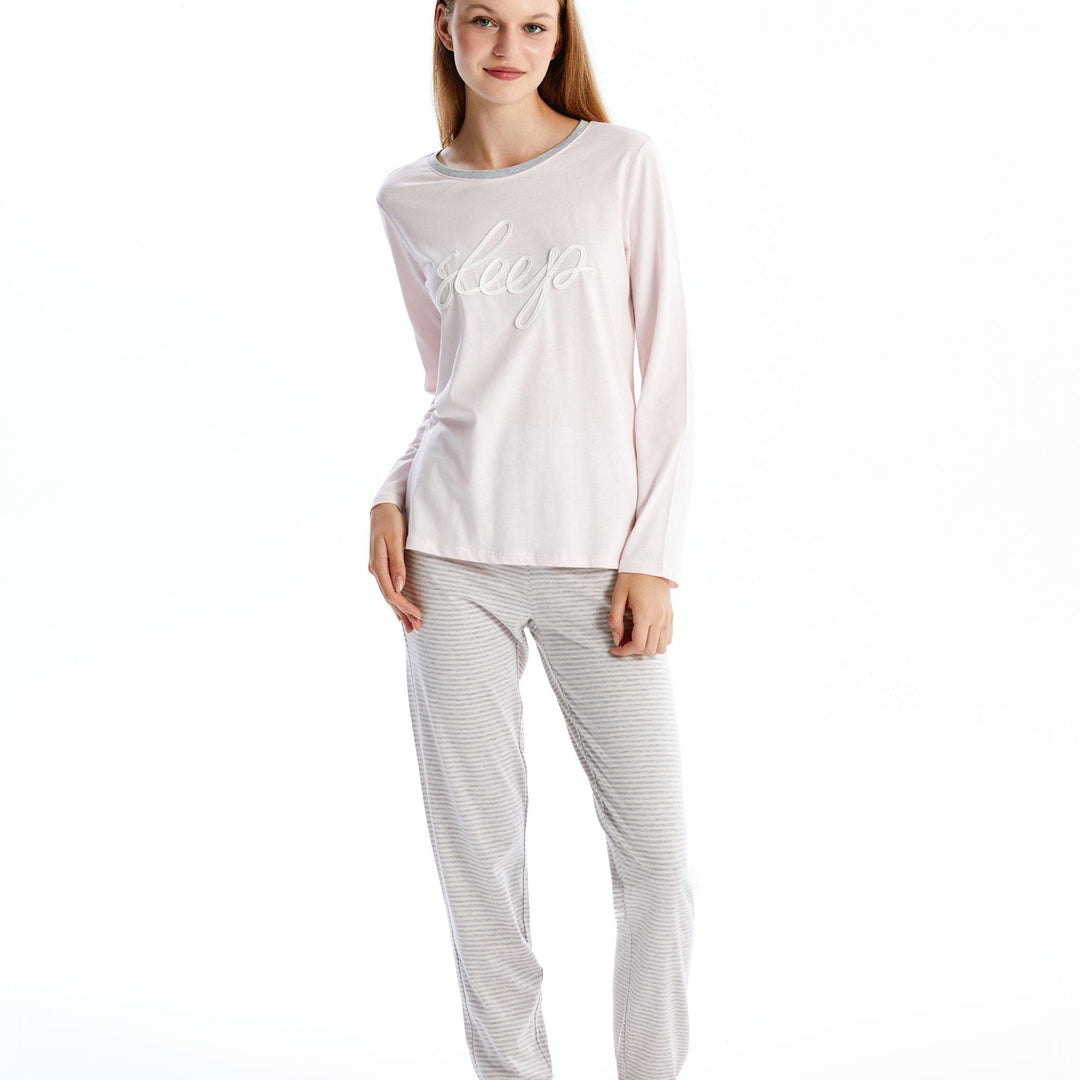 Moudda LC Waikiki - Pyjama en jersey manches longues Femme Mélange rayé - Tunisie 2