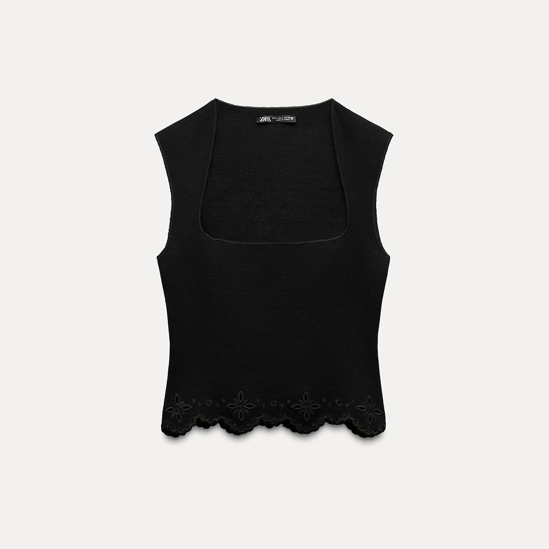 Moudda ZARA - Haut maille extensible, bas brodé, encolure carrée - Tunisie 2
