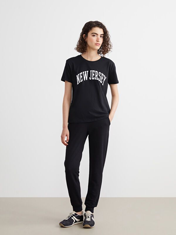 Moudda LC Waikiki - Body imprimé en jersey manches courtes Femme Noir - Tunisie 2