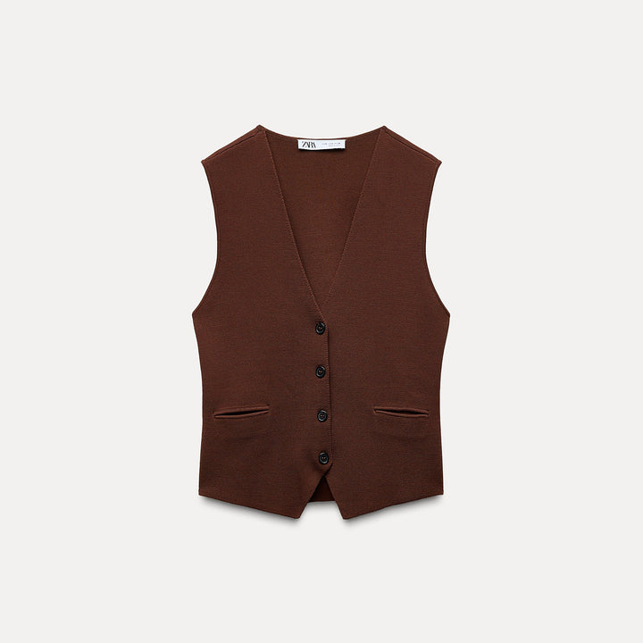 Moudda ZARA - Gilet tailleur col en V boutons et poches - Tunisie 1