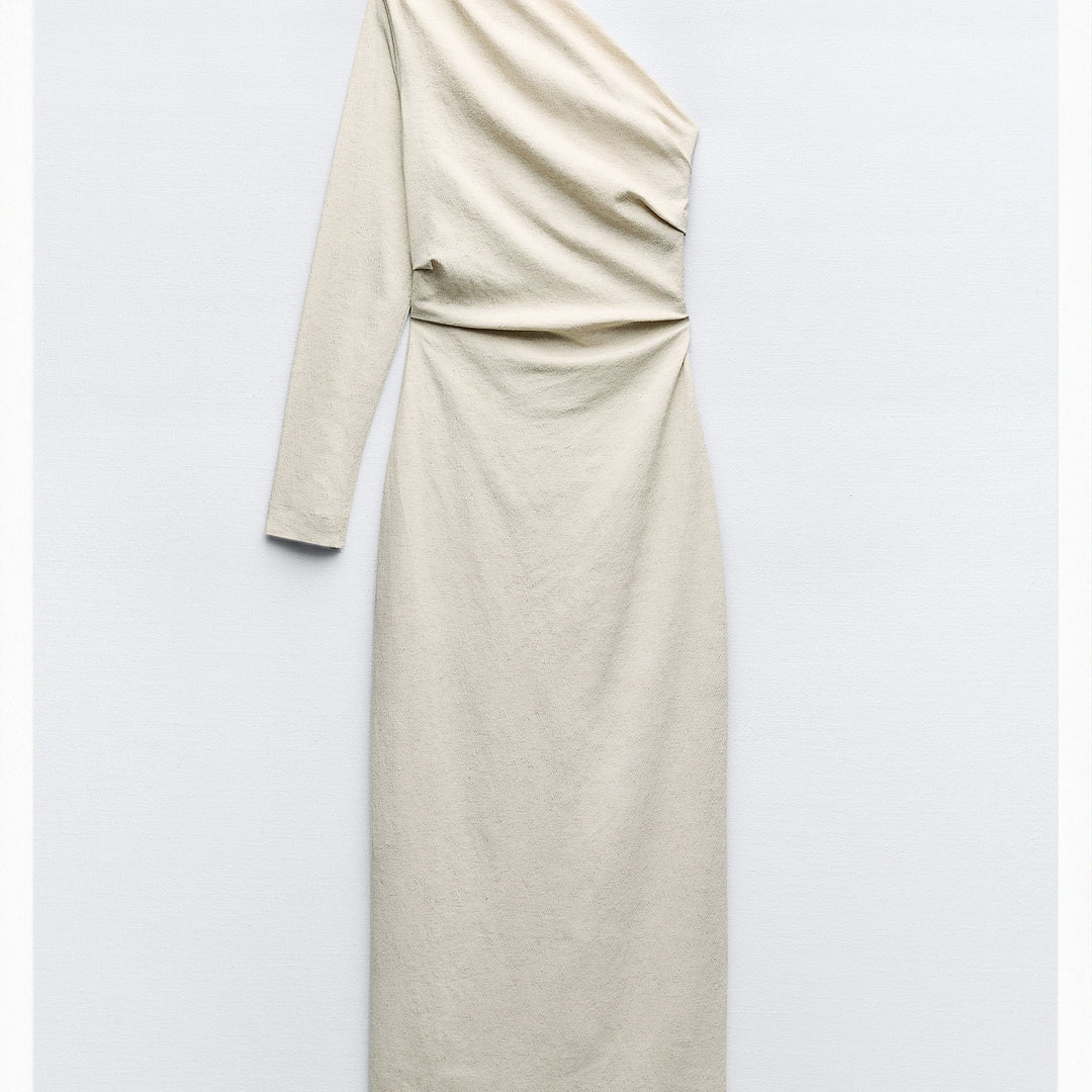 Moudda ZARA - Robe mi-longue maille manches longues asymétrique - Tunisie 3