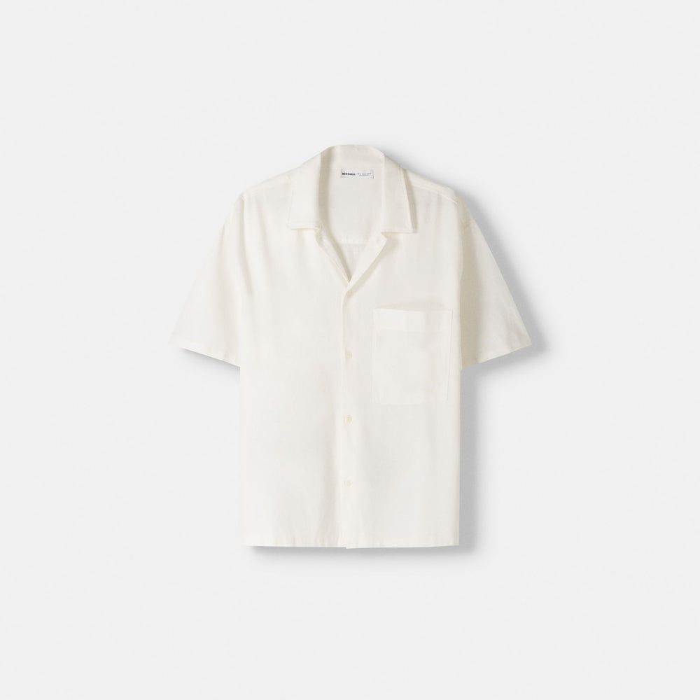 Moudda BERSHKA - Chemise Manches Courtes Relax Lin et Viscose - Tunisie 2