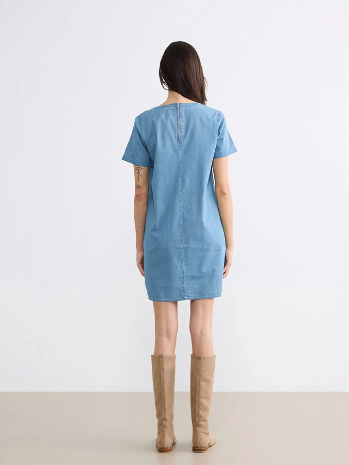Moudda LC Waikiki - LCWAIKIKI Classic Crew Neck Mini Denim Dress - Tunisie 3