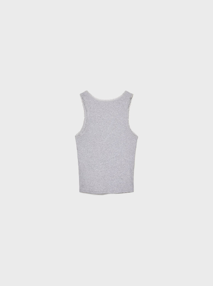 Moudda STRADIVARIUS - T-Shirt S/M Col V avec Dentelle Gris Chiné - Tunisie 3