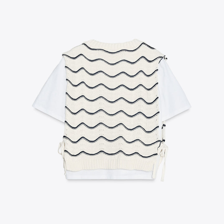 Moudda ZARA - T-Shirt - Gilet Tricot (Écru/Marinière) - Tunisie 2