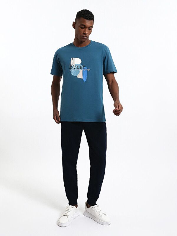 Moudda LC Waikiki - T-shirt imprimé manches courtes en jersey pour Homme couleur Pétrole - Tunisie 2