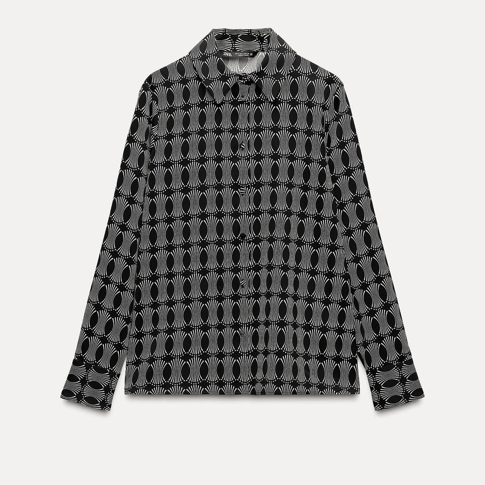 Moudda ZARA - Chemise en crêpe manches longues, imprimé géométrique - Tunisie 2