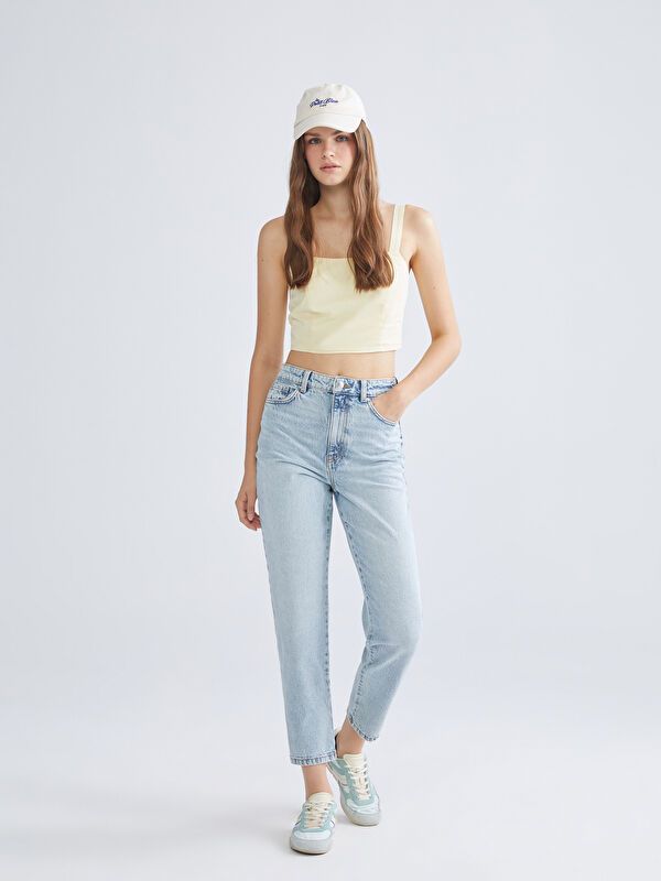 Moudda LC Waikiki - Pantalon tissé en denim Femme Bleu clair - Tunisie 1
