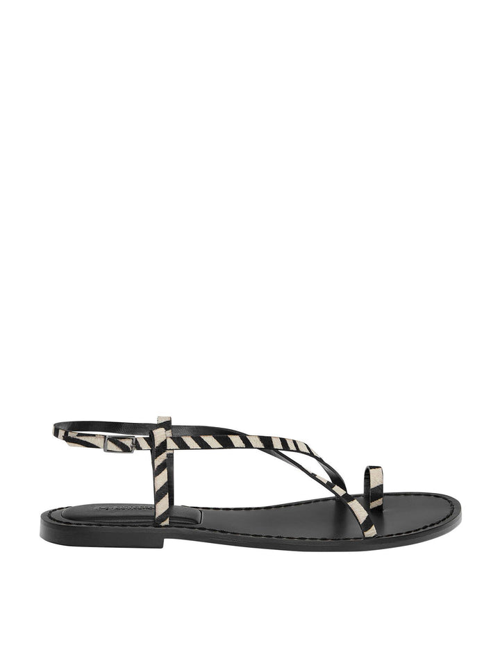 Moudda PULL & BEAR - Sandales Plates Cuir Toe Imprimé Animal Taille 35-36 - Tunisie 5