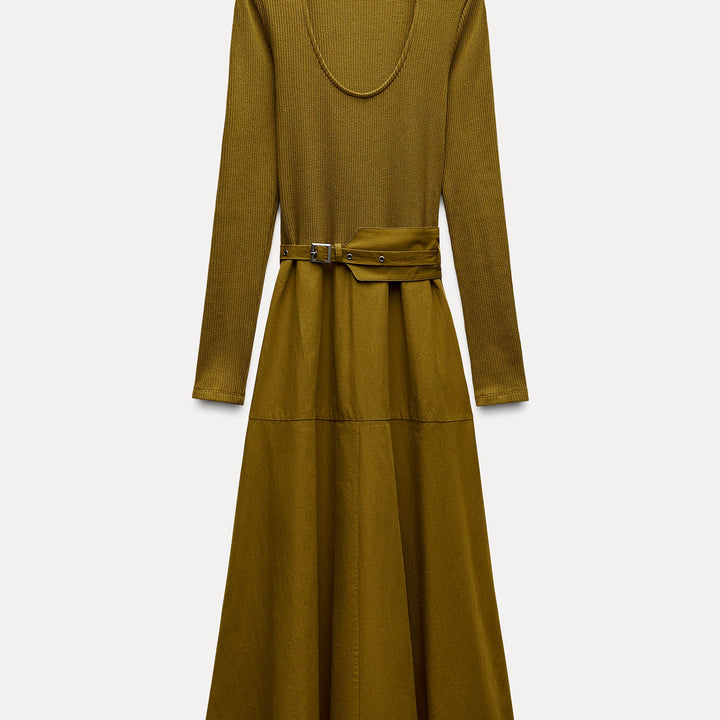 Moudda ZARA - Robe mi-longue combinée fluide ceinture boucle manches longues - Tunisie 2