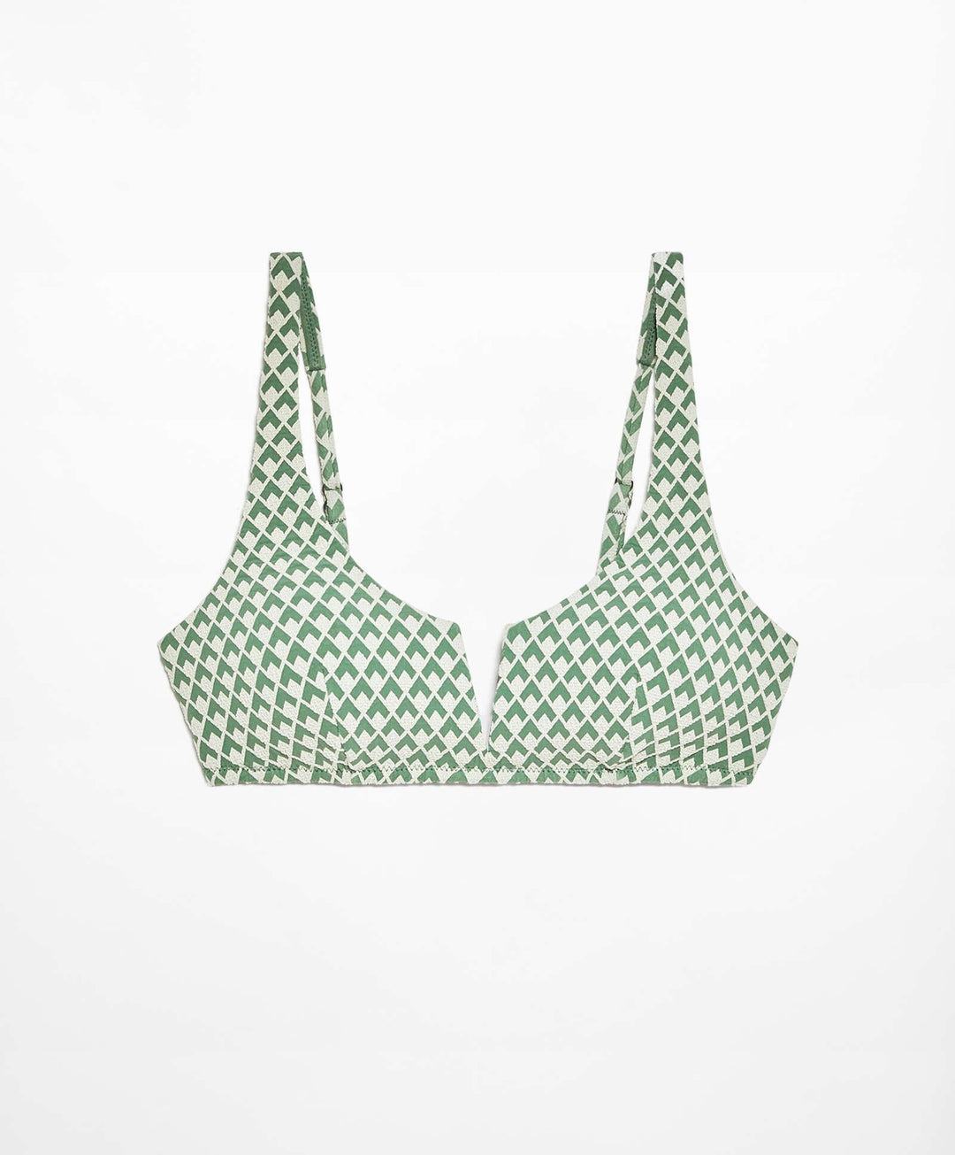 Moudda Oysho - Culotte Halter Mousse Extra Sans Armatures Jacquard Géométrique Vert - Tunisie 5