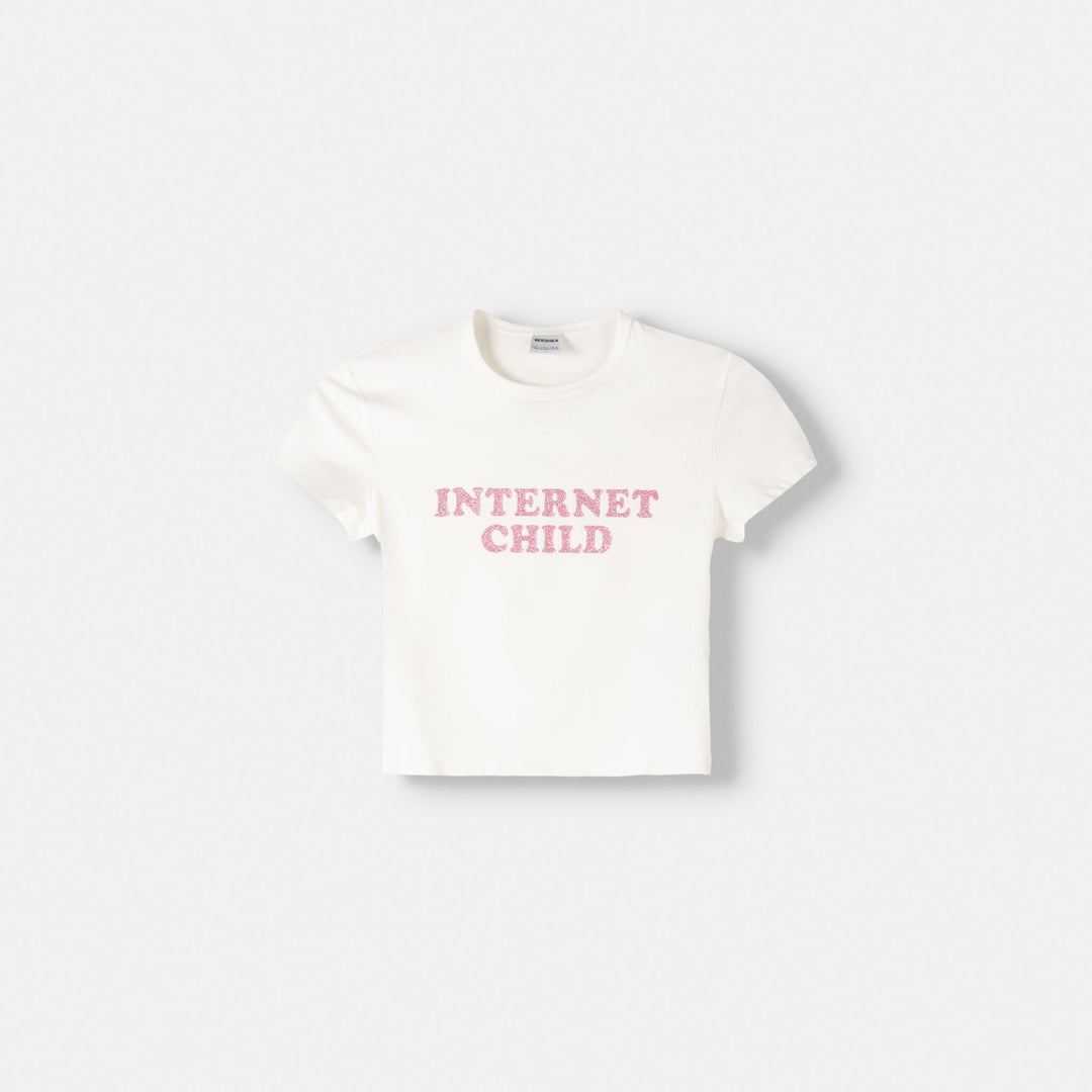 Moudda BERSHKA - T-shirt Manches Courtes Pailleté - Tunisie 1