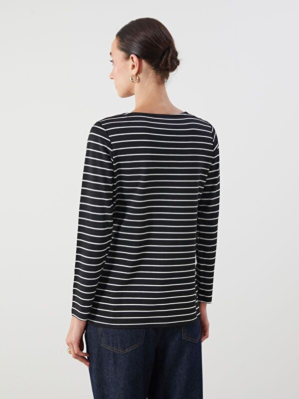 Moudda LC Waikiki - Body jersey manches longues Femme Rayures noires - Tunisie 4