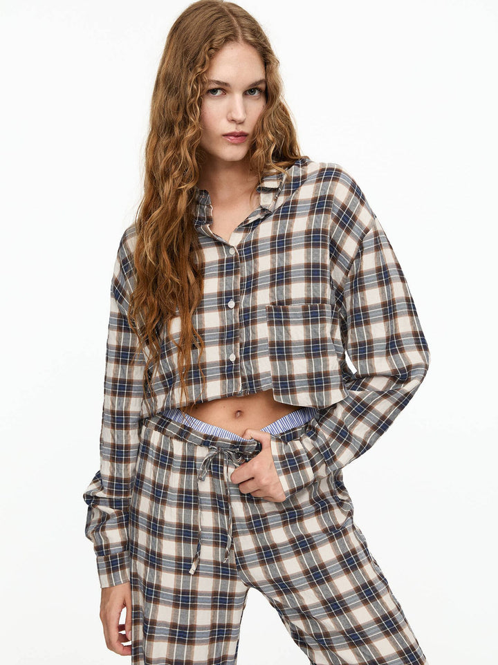 Moudda PULL & BEAR - Chemise Crop Poches à Carreaux - Tunisie 4