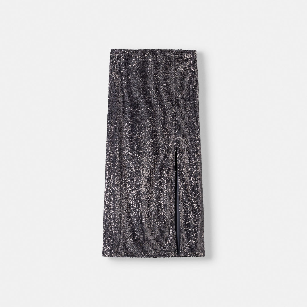 Moudda BERSHKA - Gris plomb – jupe mi-longue pailletée - Tunisie 1