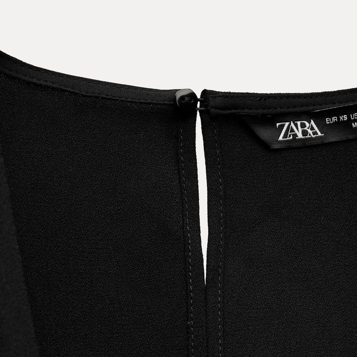 Moudda ZARA - Combinaison crêpe noire manches courtes ceinturée - Tunisie 3