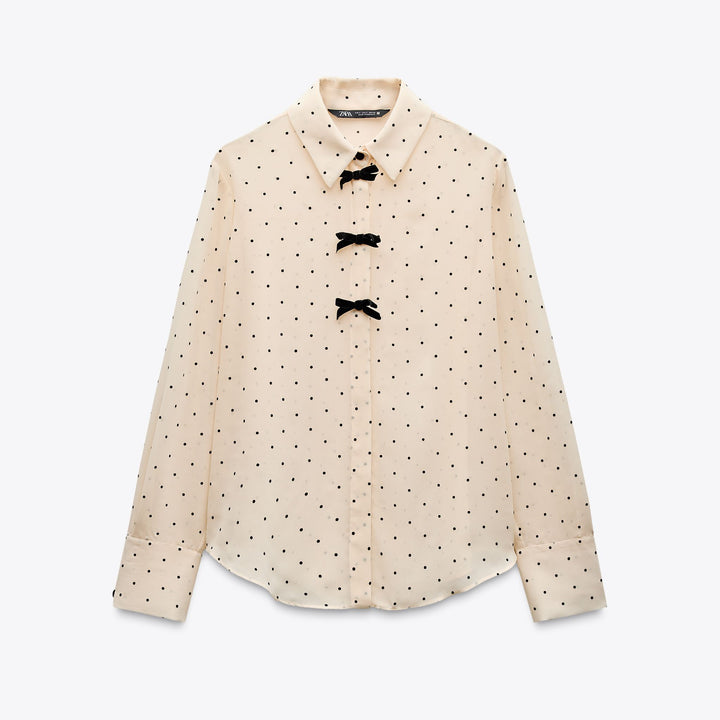 Moudda ZARA - Chemise - Pois, Nœuds Contrastés & Bouton Recouvert - Tunisie 1