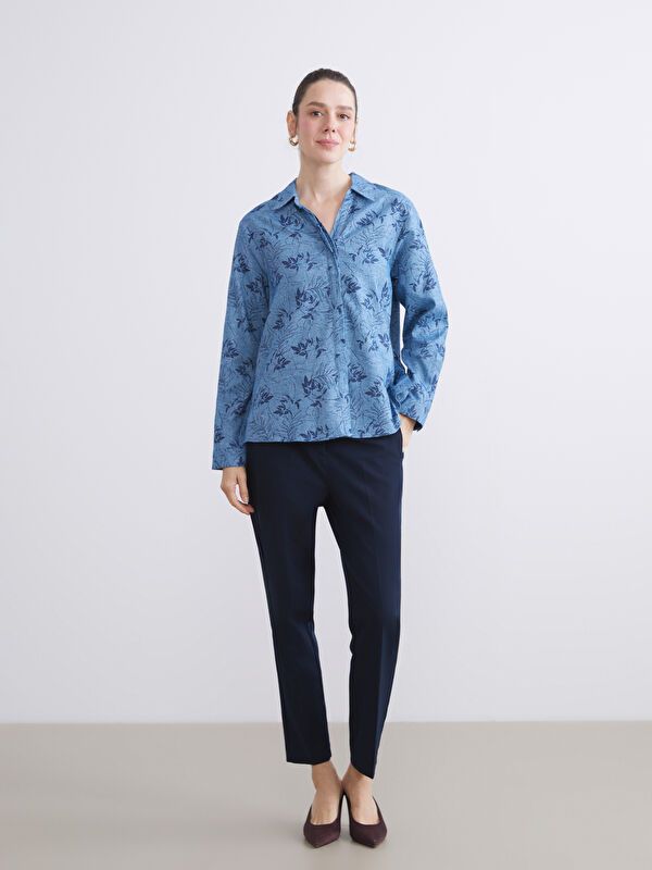 Moudda LC Waikiki - Chemise tissée imprimée manches longues Femme Imprimé à l'indigo - Tunisie 2