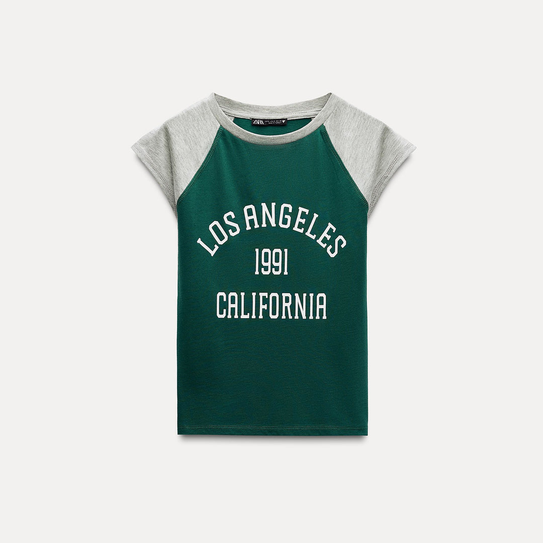 Moudda ZARA - T-shirt Varsity Raglan Vert - Tunisie 1