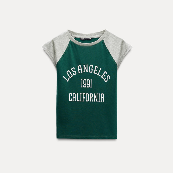 Moudda ZARA - T-shirt Varsity Raglan Vert - Tunisie 1