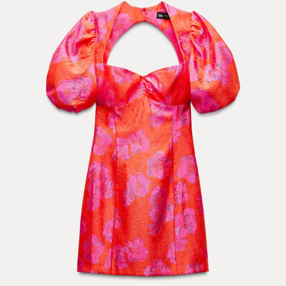Moudda ZARA - Robe courte jacquard manches bouffantes - Tunisie 2