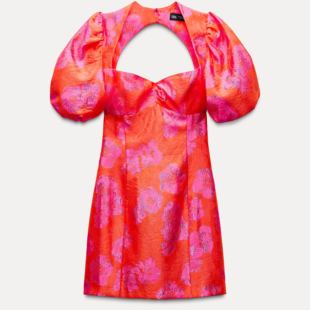 Moudda ZARA - Robe courte jacquard manches bouffantes - Tunisie 2