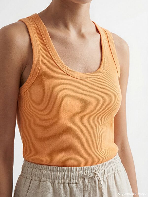 Moudda LC Waikiki - Sans manches en jersey pour Femme couleur Orange clair - Tunisie 3