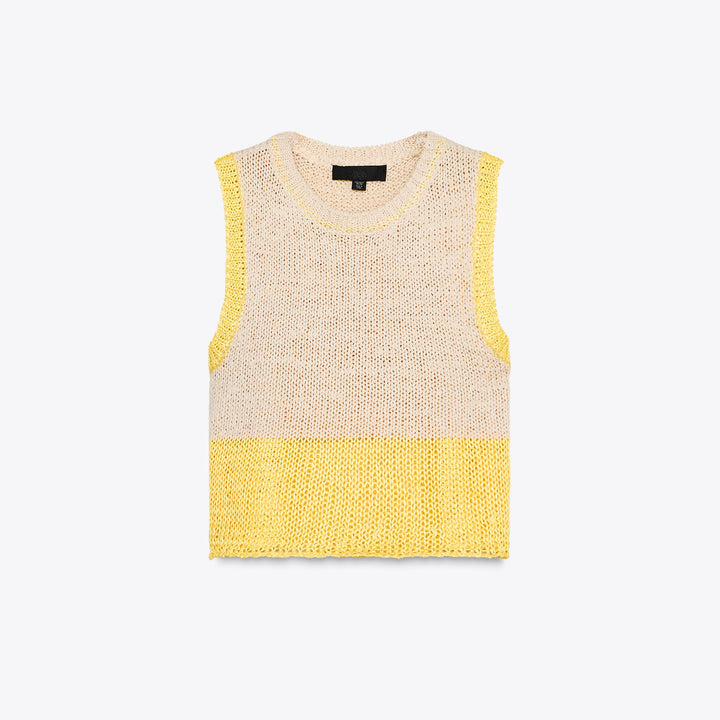 Moudda ZARA - Top Crop Bicolore - Manches Courtes & Tape Yarn - Tunisie 1