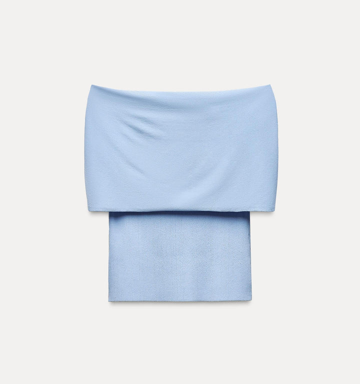 Moudda ZARA - Bleu – top épaules dénudées détail métallique - Tunisie 1