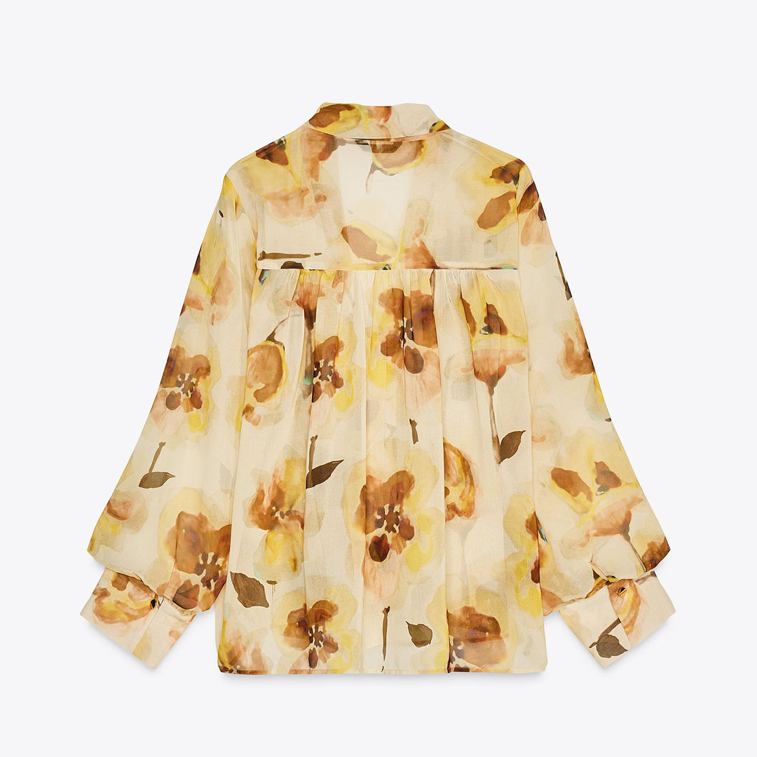 Moudda ZARA - Chemise - Imprimé Floral, Col Foulard & Applique - Tunisie 2