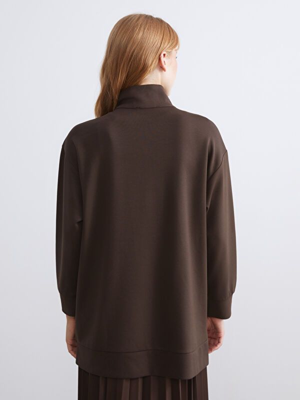 Moudda LC Waikiki - Tunique manches longues en jersey couleur Marron foncé pour femmes - Tunisie 5