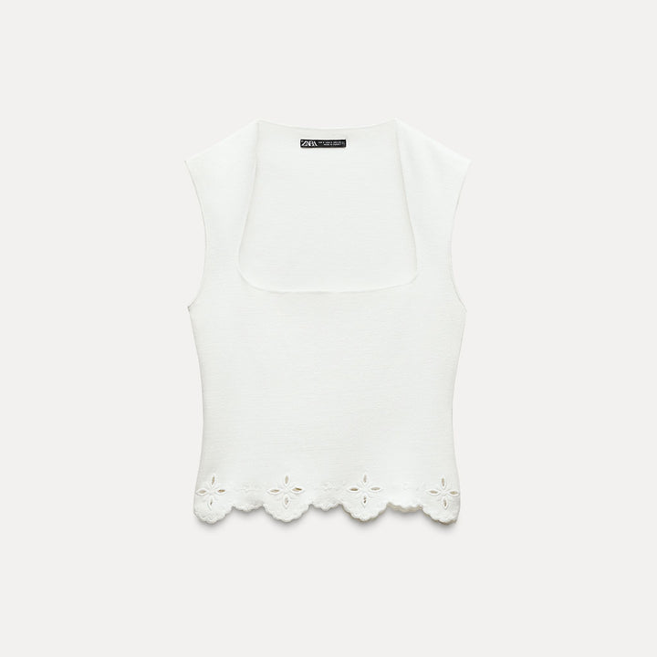 Moudda ZARA - Haut maille extensible, bas brodé, encolure carrée - Tunisie 1