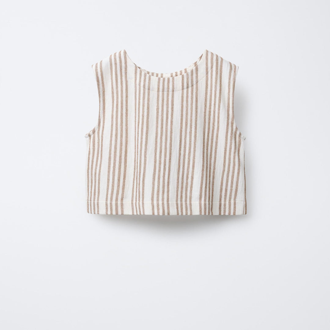 Moudda ZARA - T-Shirt - Rayures & Nœuds (Beige) - Tunisie 1