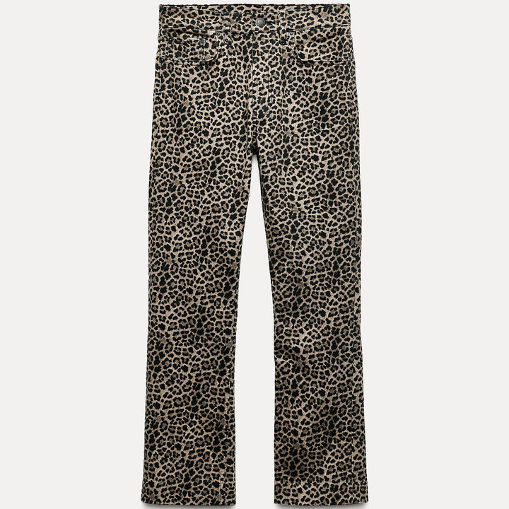Moudda ZARA - Jean bootcut taille haute court imprimé animalier - Tunisie 1