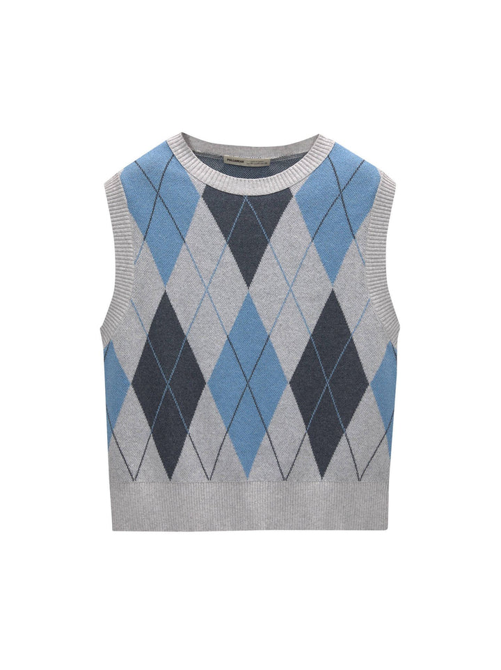 Moudda PULL & BEAR - Gilet Losanges Col V Gris - Tunisie 5