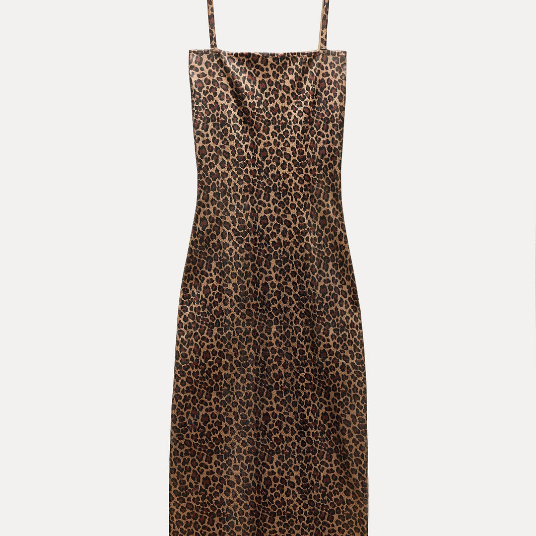 Moudda ZARA - Robe ajustée fines bretelles effet métallisé imprimé animalier - Tunisie 1