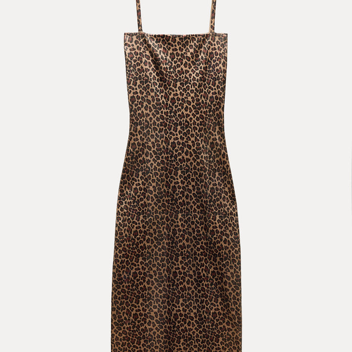 Moudda ZARA - Robe ajustée fines bretelles effet métallisé imprimé animalier - Tunisie 1