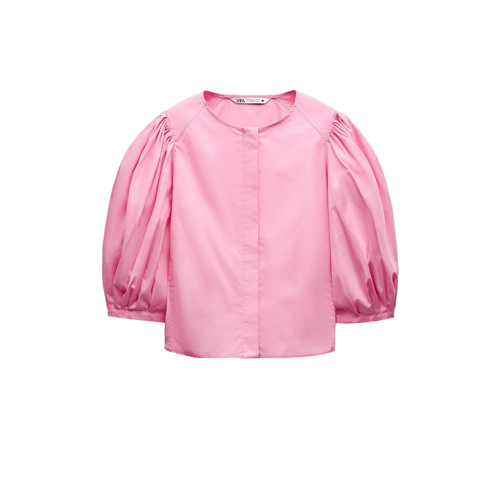 Moudda ZARA - Chemise manches 3/4 bouffantes patte boutonnée cachée - Tunisie 2