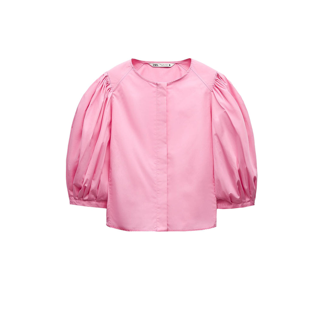 Moudda ZARA - Chemise manches 3/4 bouffantes patte boutonnée cachée - Tunisie 2