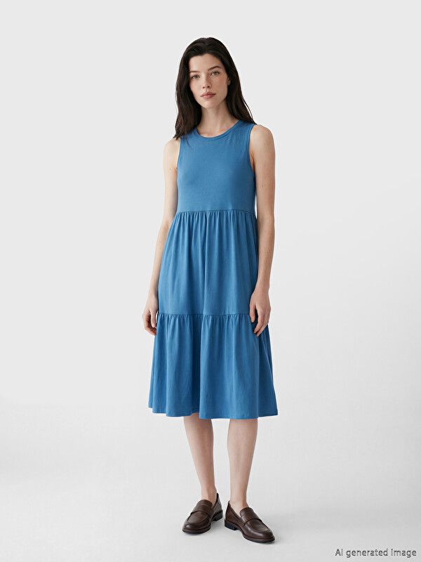 Moudda LC Waikiki - Robe maternité en jersey manches courtes pour Femme couleur Bleu moyen - Tunisie 2