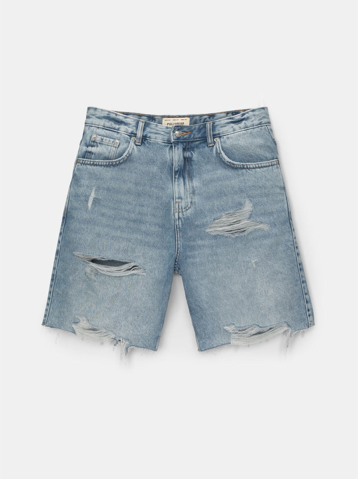 Moudda PULL & BEAR - Bermuda Denim Straight Déchiré - Tunisie 1
