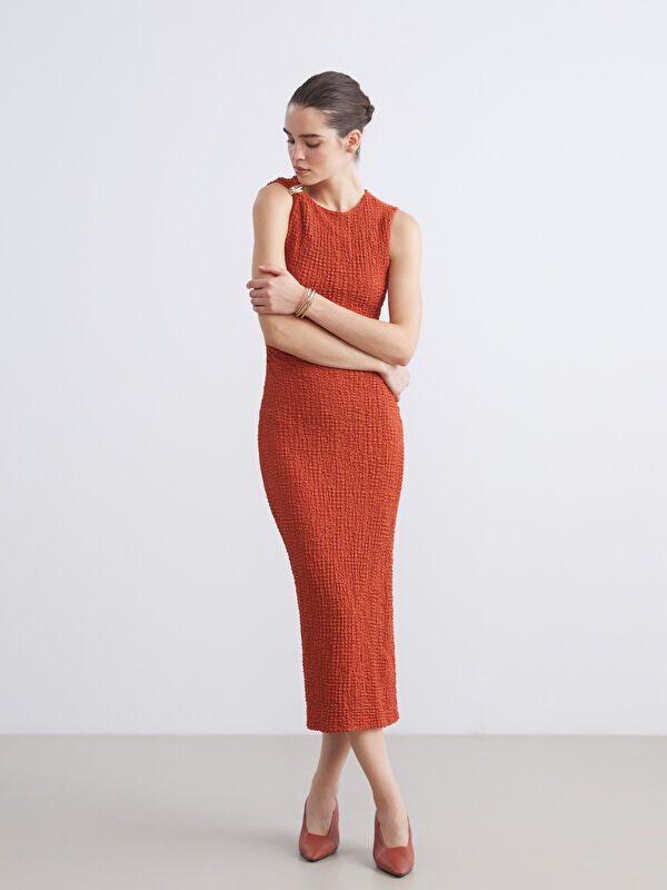 Moudda LC Waikiki - Robe en jersey manches courtes Femme Orange terne - Tunisie 2