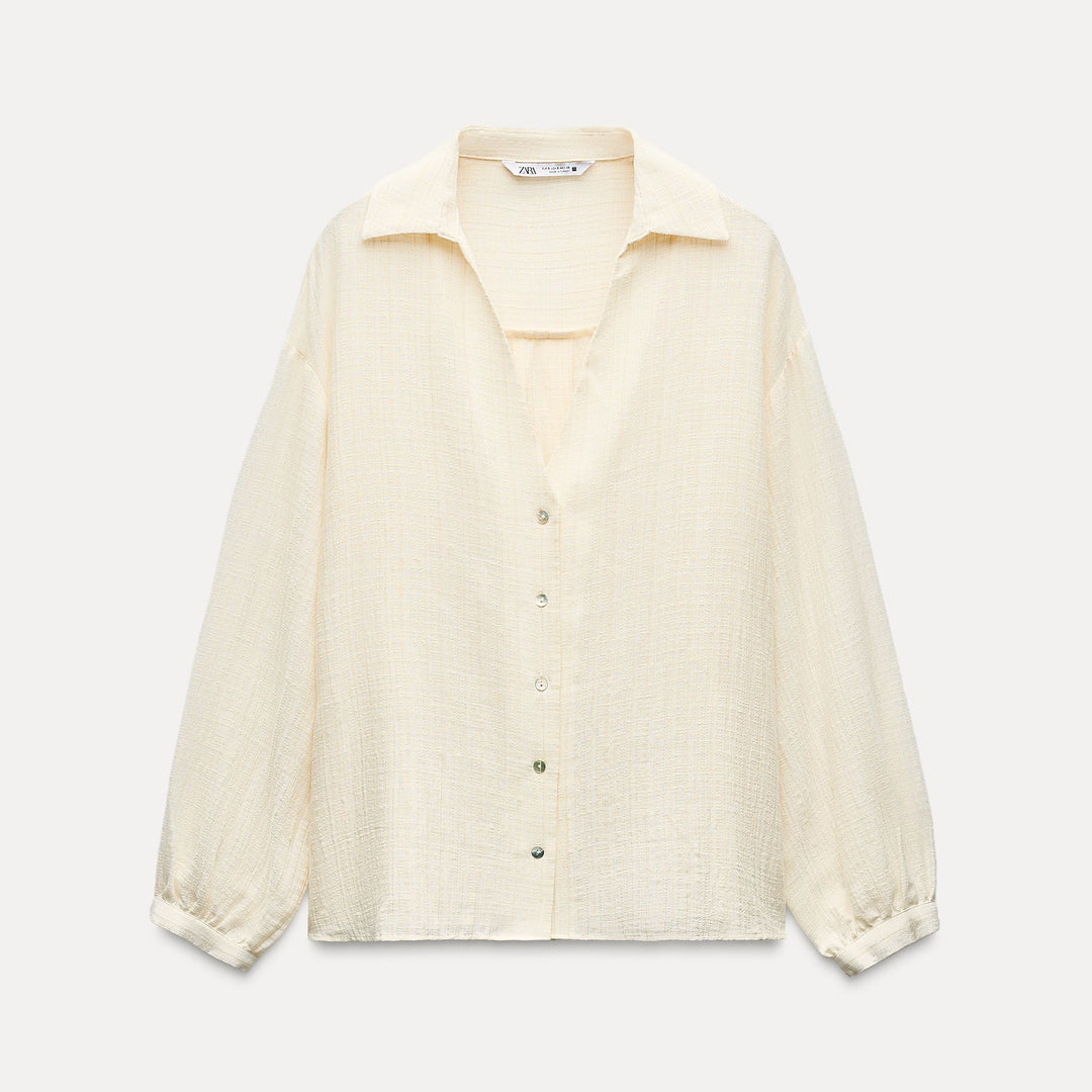 Moudda ZARA - Chemise rustique décolleté plungé, rayure lurex - Tunisie 1