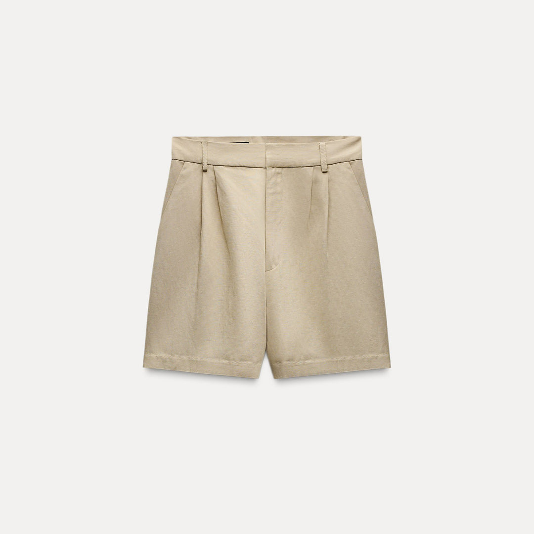 Moudda ZARA - Bermuda lin taille haute plis (Ensemble) - Tunisie 1