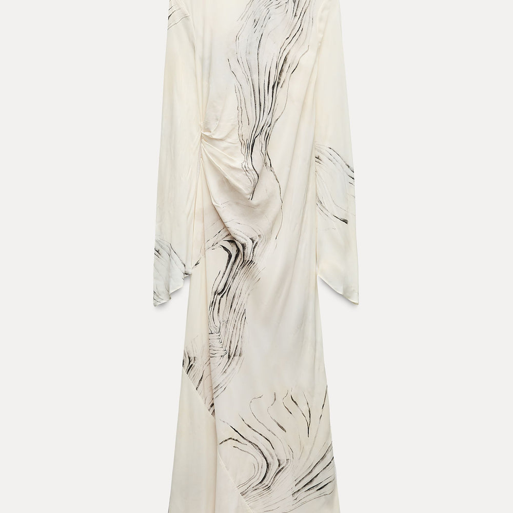 Moudda ZARA - Robe mi-longue imprimée liserés décolleté dos volant - Tunisie 2