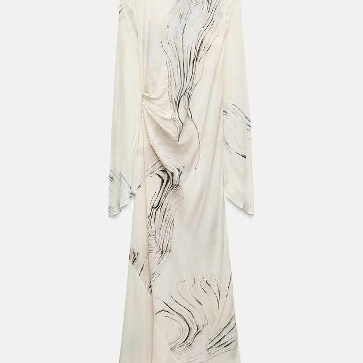 Moudda ZARA - Robe mi-longue imprimée liserés décolleté dos volant - Tunisie 2