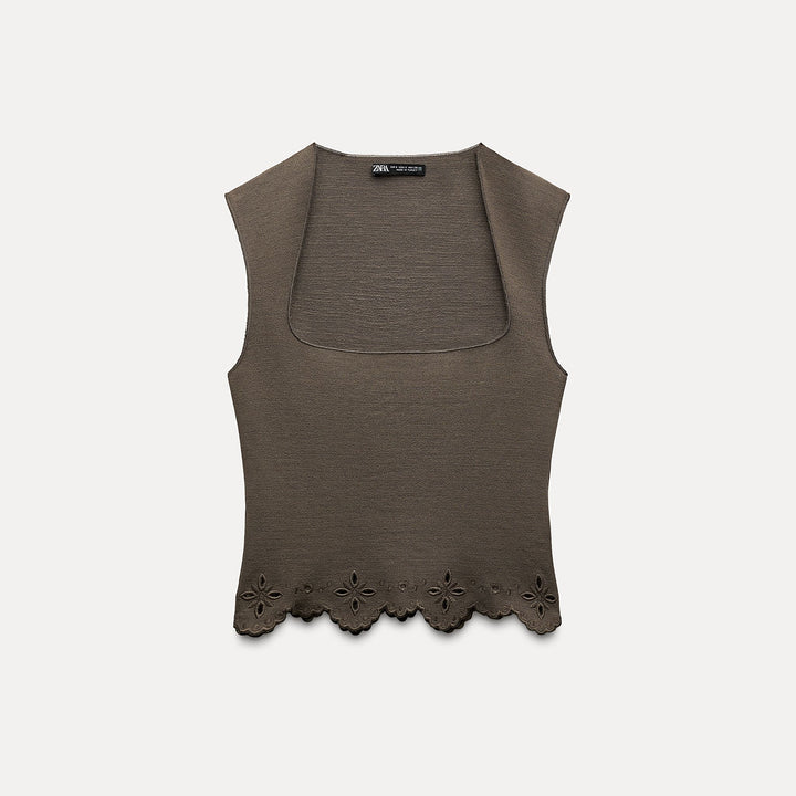 Moudda ZARA - Haut maille extensible, bas brodé, encolure carrée - Tunisie 1