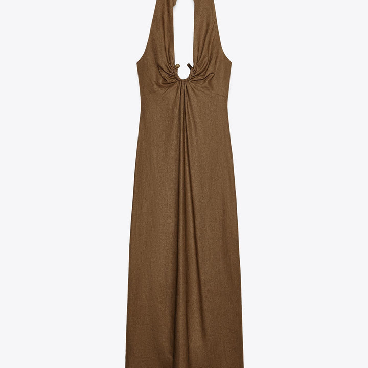 Moudda ZARA - Robe Midi Lin/Viscose - Halter, Boucle & Pierres - Tunisie 1