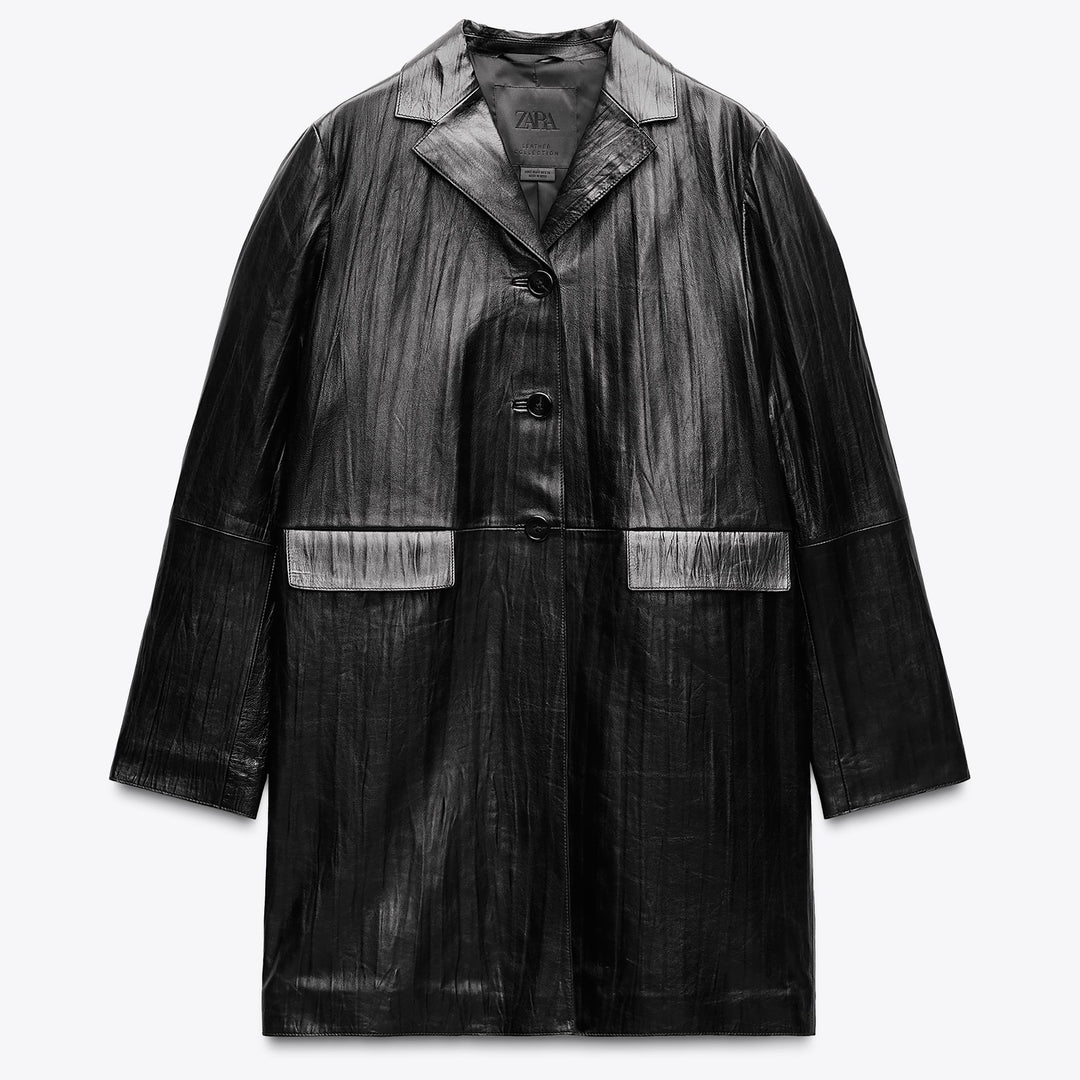 Moudda ZARA - Manteau en Cuir Midi Froissé - Tunisie 1